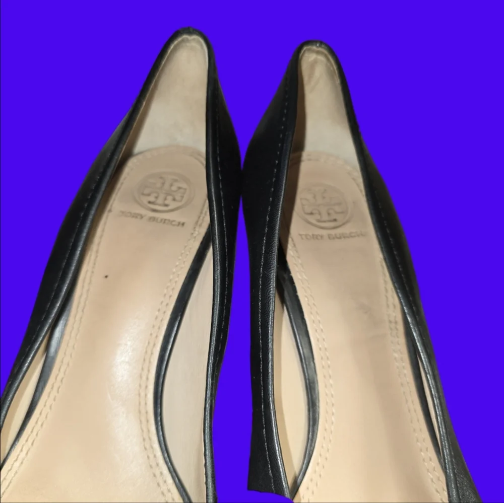 Tory Burch black leather platform heels size 8.5